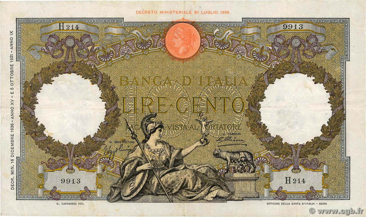 Moneta da 100 lire piccola, esemplare raro, visibile accanto a una lente d'ingrandimento.